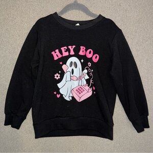 Girls size 110 Black 'Hey Boo' Ghost Sweatshirt